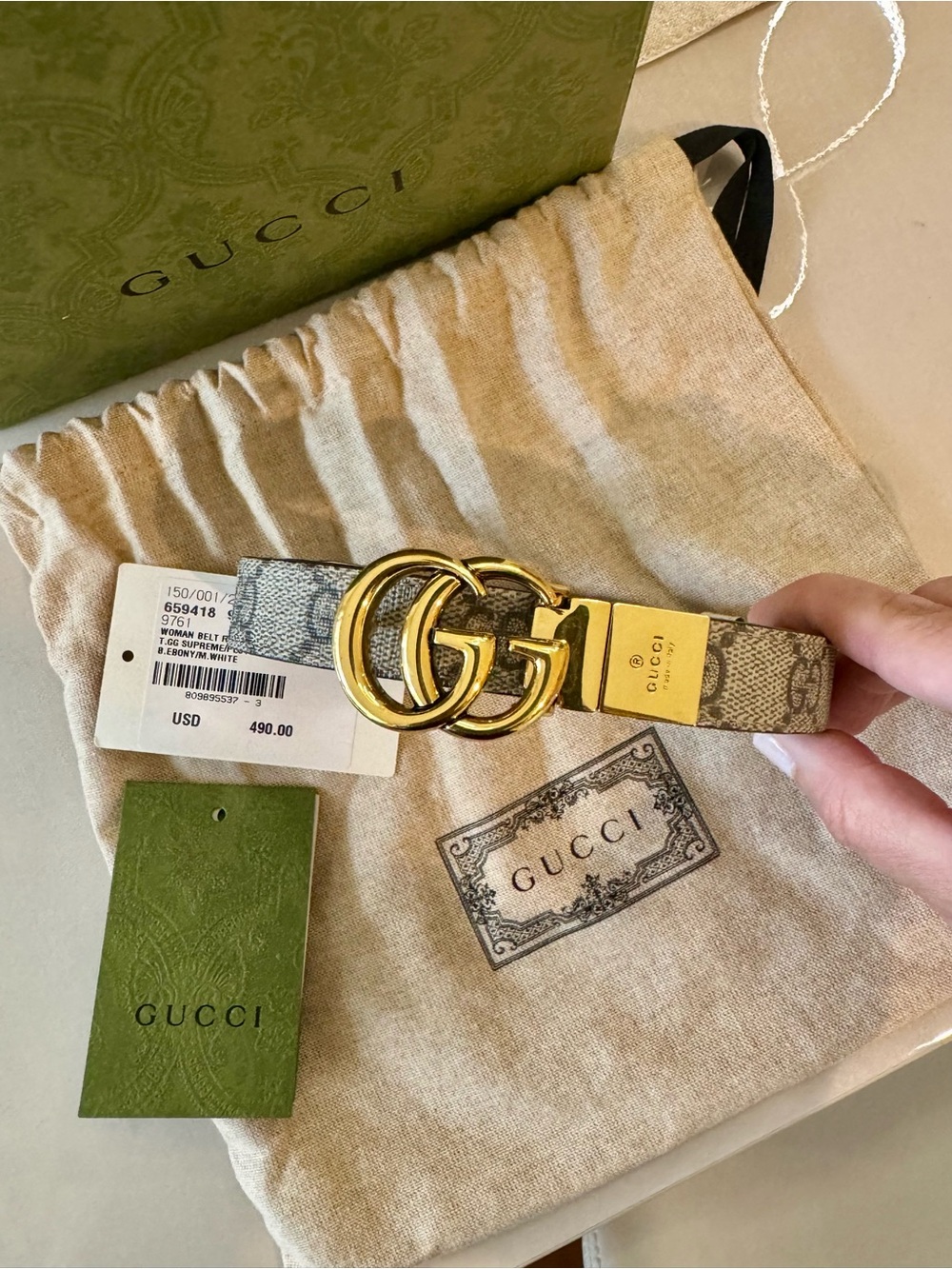 Gucci GG MARMONT REVERSIBLE THIN BELT